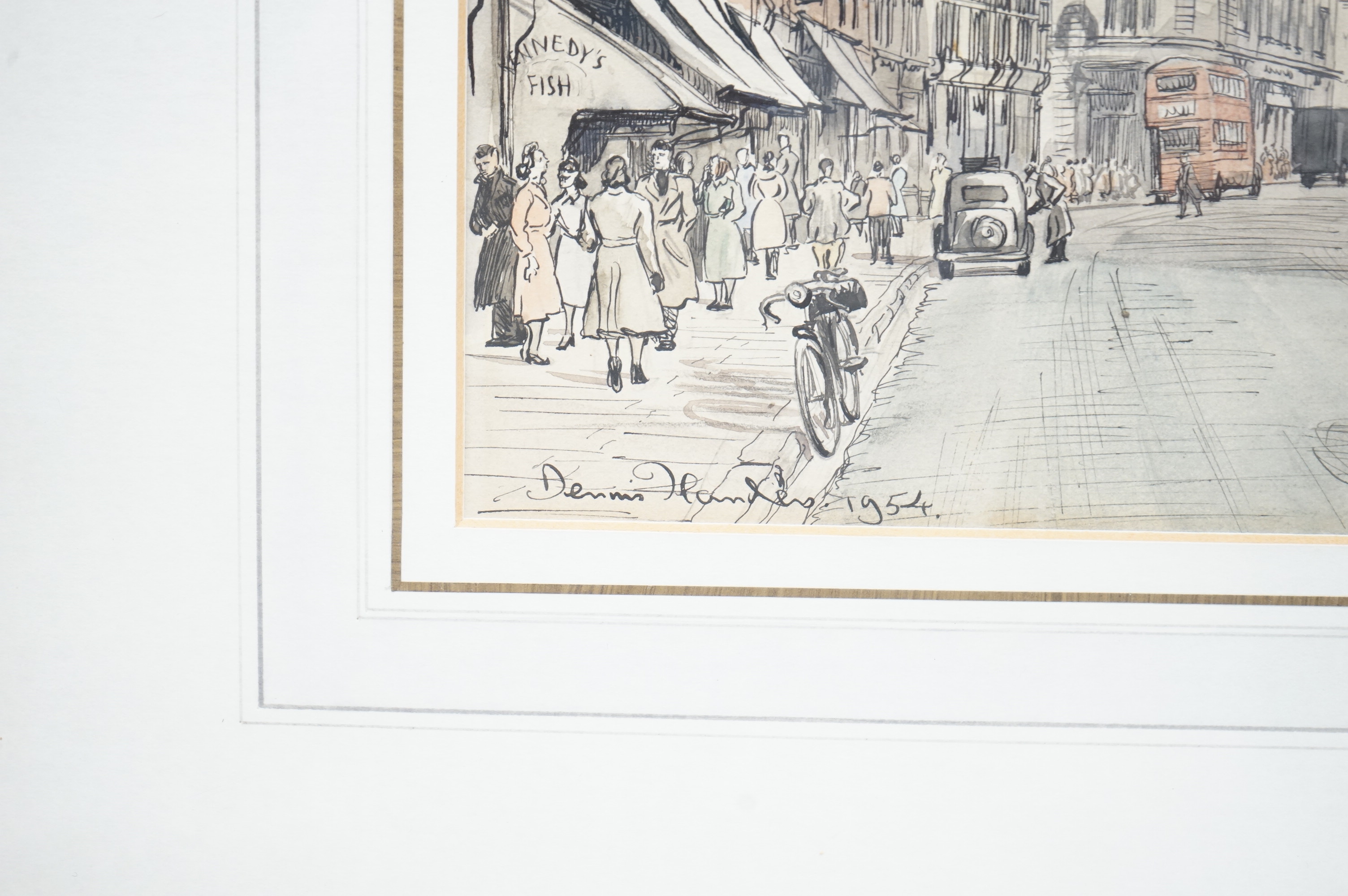 Dennis Flanders RBA RWS (1915-1994), two ink and watercolours, comprising: ‘St. Paul's Parish Church’ and ‘Deptford Town Hall and Newcross Road’, each signed and dated, largest 30 x 43cm. Condition - fair
